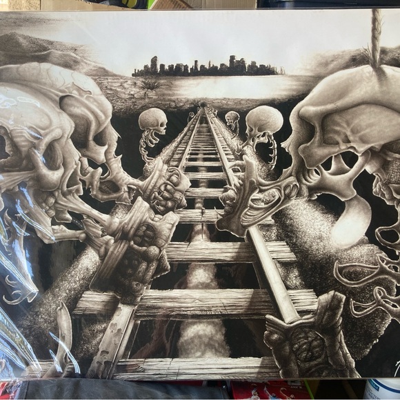Other - Skull Art Print/Poster with Railroad Design